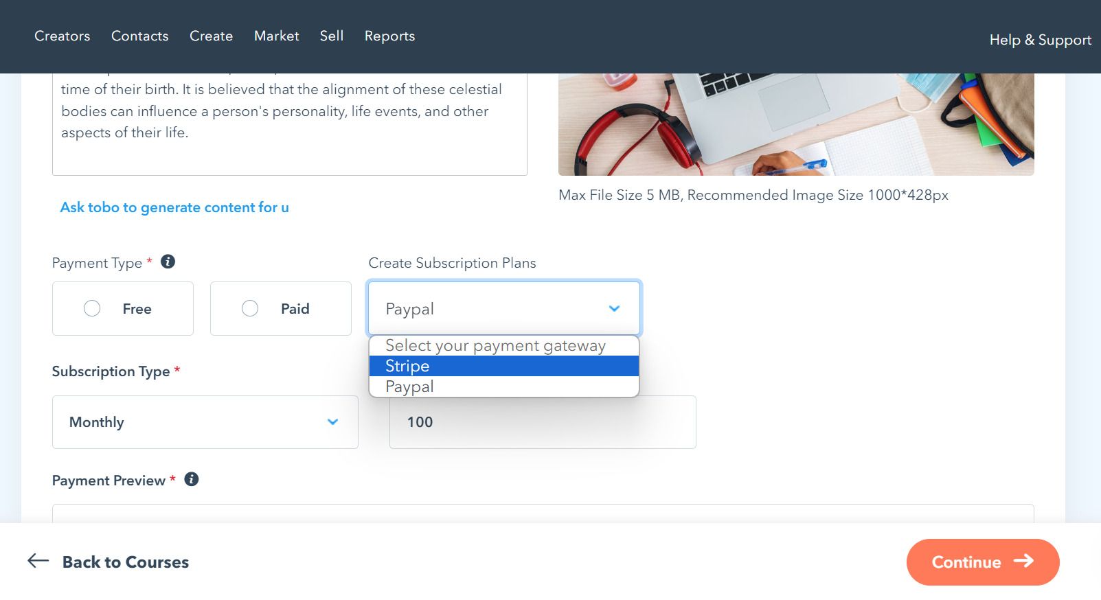 Create a Subscription-Based Pricing for your course.